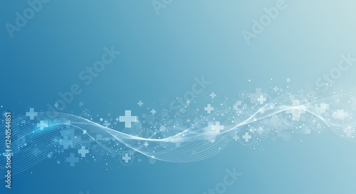 Abstract Medical Background Blue Waves Healthcare Crosses Soft Light Medical Illustration