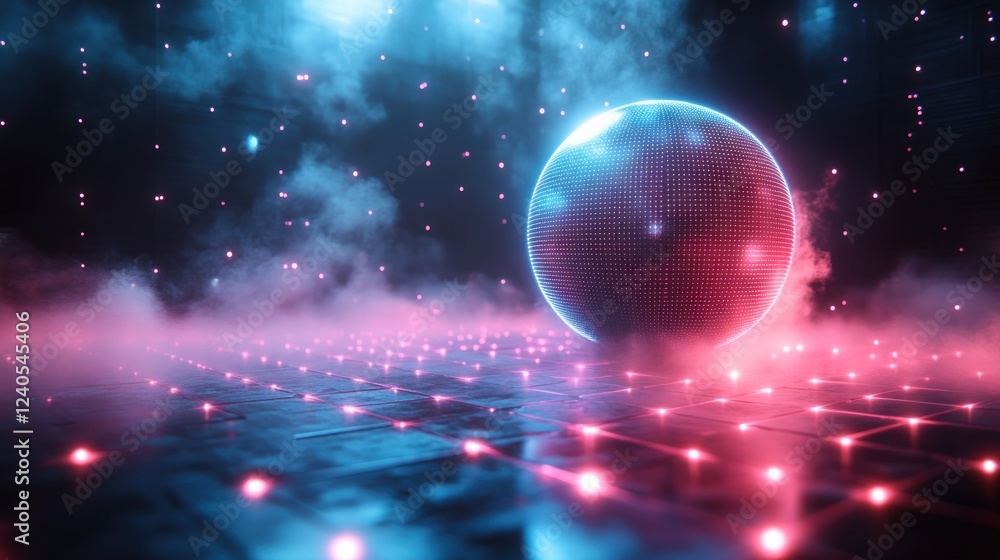 Futuristic sphere, neon glow, smoky studio, digital art Futuristic sphere, neon glow, smoky studio, digital art