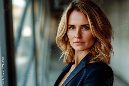 Wallpaper Mural Confident Woman in Modern Setting with Stylish Outfit Posing Gracefully Near Window, Natural Light Enhancing Features and Expressions Torontodigital.ca