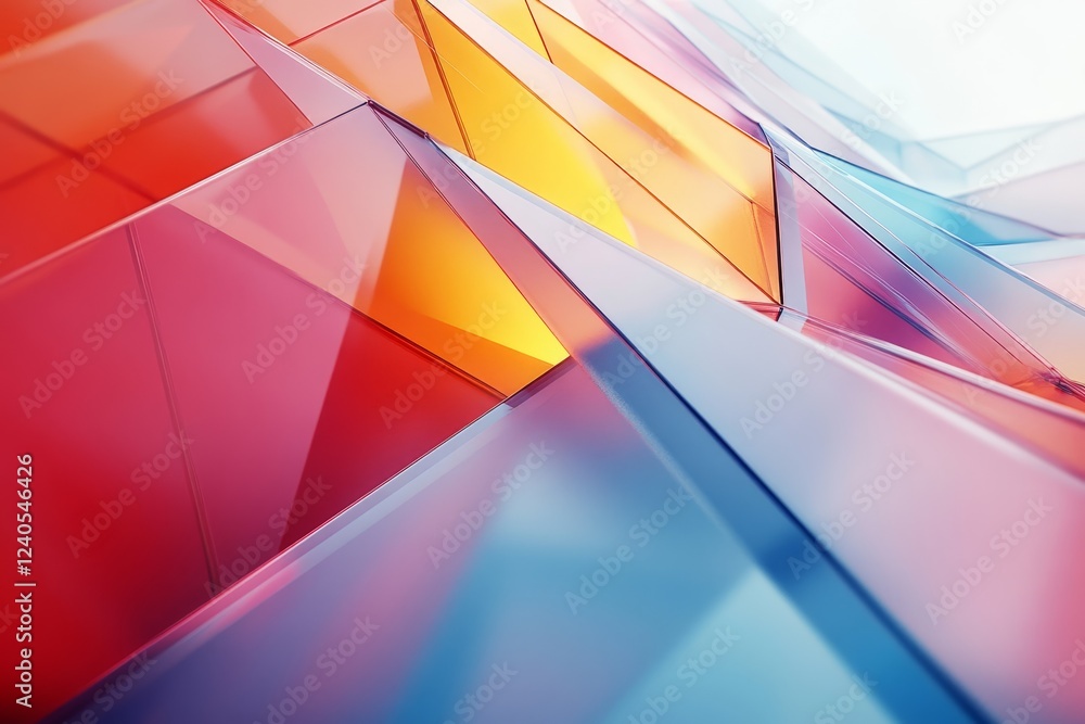 Fototapeta premium Abstract colorful prisms, layered design, 3d render, Generative AI