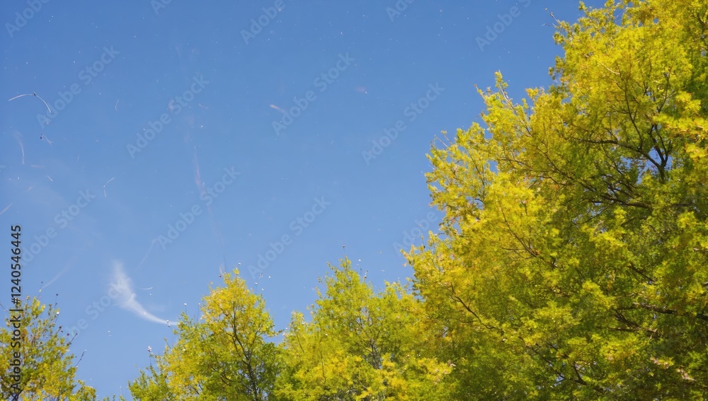 Yellow leaves, blue sky, trees, autumn, nature background, website header Yellow leaves, blue sky, trees, autumn, nature background, website header