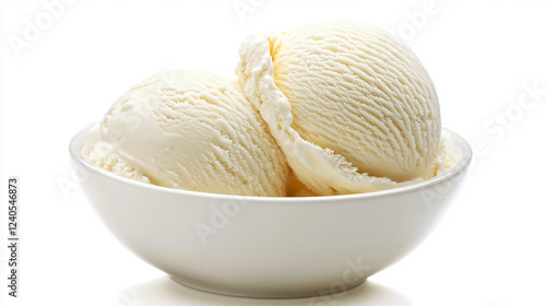 Classic vanilla ice cream in a white bowl