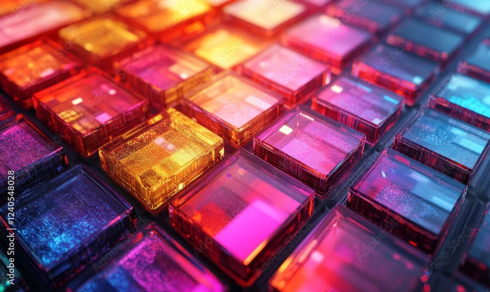 Abstract colorful grids, layered design, 3d render, Generative AI Abstract colorful grids, layered design, 3d render, Generative AI