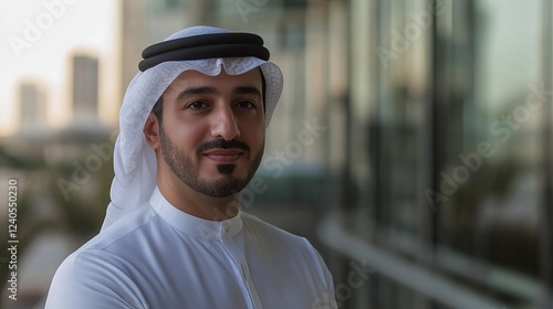 Middle Eastern Businessman Engaged in Negotiation for Partnership Deal in Modern Setting