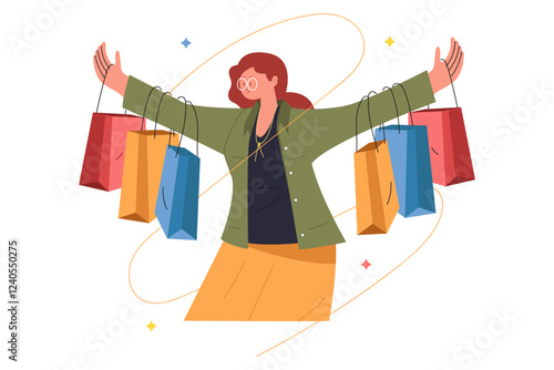 Dynamic Shopping Spree Exciting Sale Illustration