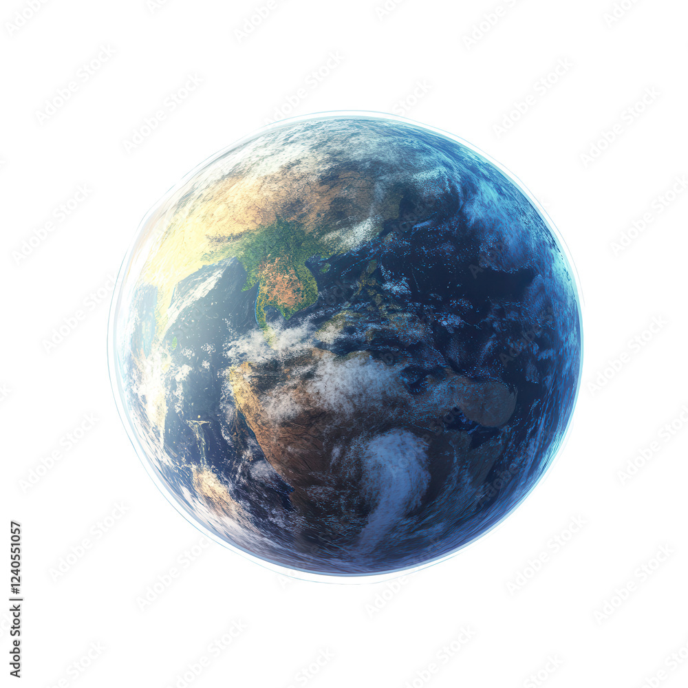 Earth globe, sunlight, space background, environmental use Earth globe, sunlight, space background, environmental use