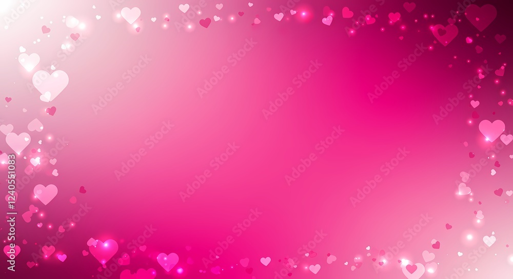 Romantic Pink Valentine s Day Background with Glowing Hearts and Soft Gradient Romantic Pink Valentine s Day Background with Glowing Hearts and Soft Gradient