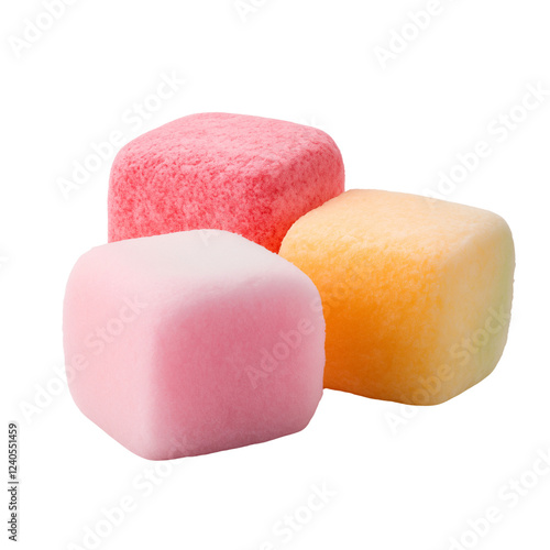 Transparent PNG of Trio of Colorful Mochi Rice Cakes with Soft Texture | Isolated Background photo