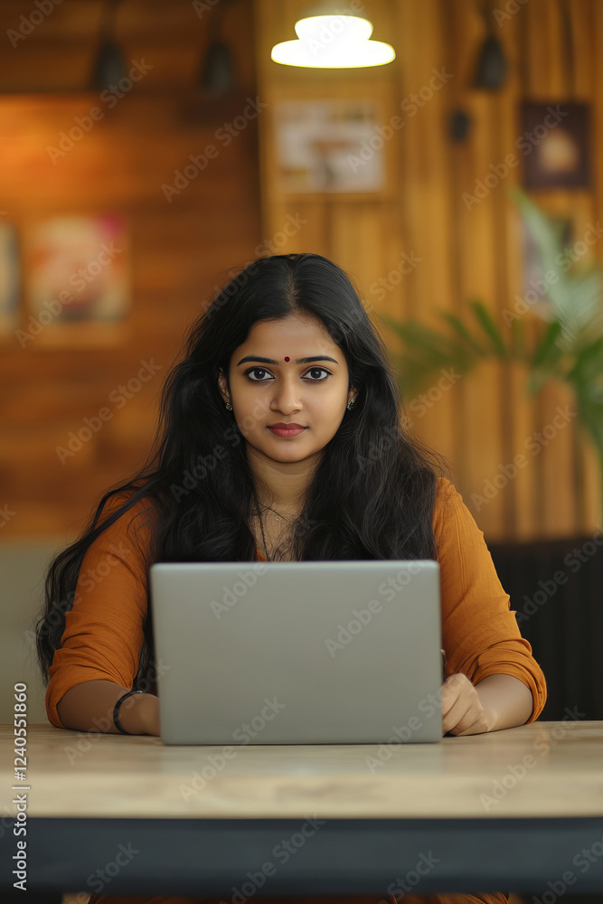 Indian Woman Engaged in Creative Digital Design and Asset Development at a Modern Workspace Indian Woman Engaged in Creative Digital Design and Asset Development at a Modern Workspace