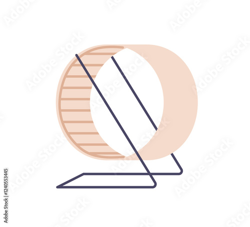 Hamster wheel for exercise and play. Circle round spinning pet accessory for rodent fitness, workout. Endless eternal perpetual running track. Flat vector illustration isolated on white background