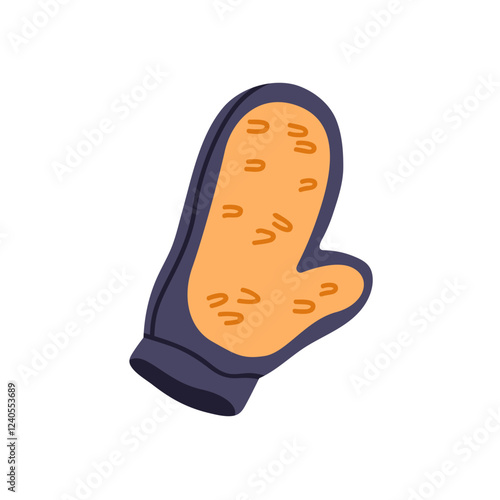 Pet grooming glove for fur cleaning and massage. Rubber mitt for deshedding, brushing, coat maintenance. Hand tool, accessory for animal care. Flat vector illustration isolated on white background
