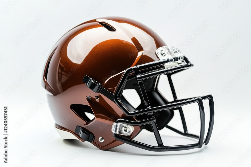 Naklejka premium American Football Helmet: Brown Glossy Finish, Studio Shot