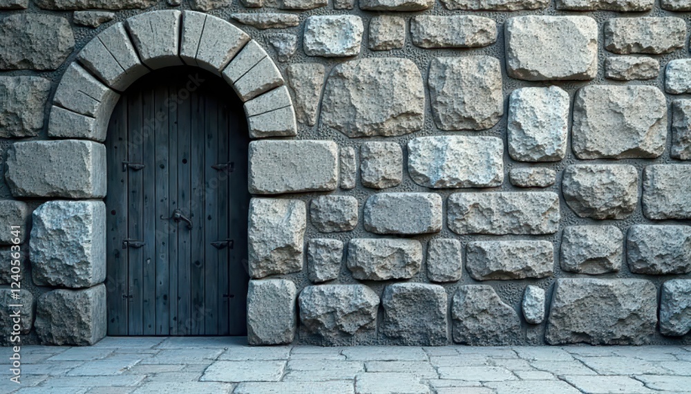 Fototapeta premium Weathered stone walls with gray slate texture and subtle white veining, nature, weathered stone