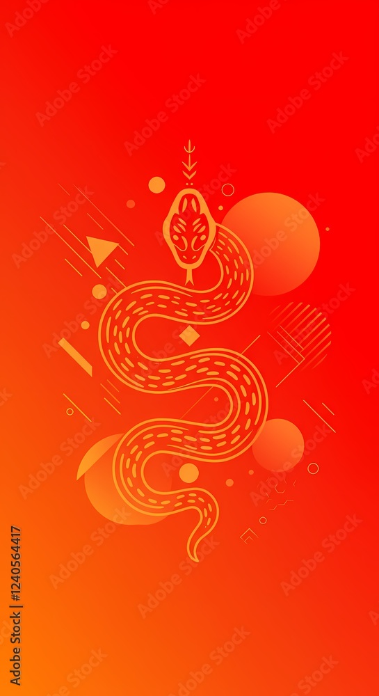 Abstract Orange Gradient Background with Stylized Snake Design Geometric Shapes and Modern Art Abstract Orange Gradient Background with Stylized Snake Design Geometric Shapes and Modern Art