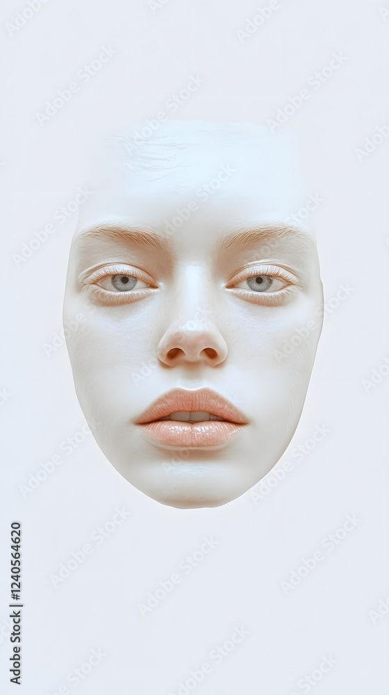 54. A portrait of a face with gentle bone structure, defined eyes, and a soft chin, white backdrop 54. A portrait of a face with gentle bone structure, defined eyes, and a soft chin, white backdrop