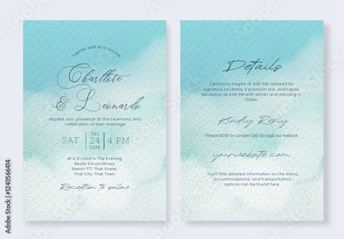 Watercolor Flower Field Wedding Card Set Elegant Nature Scene For Rustic Wedding