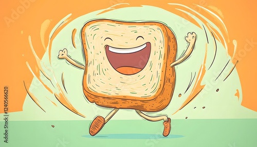 A Happy Slice Of Bread Joyfully Leaps And Bounds