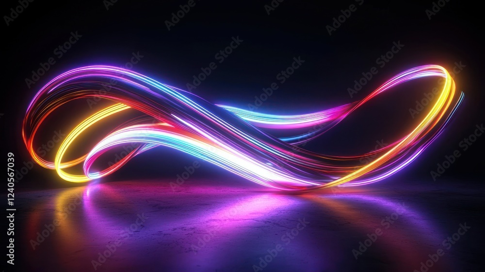 Fototapeta premium Abstract Glowing Wave Lines Dark Background