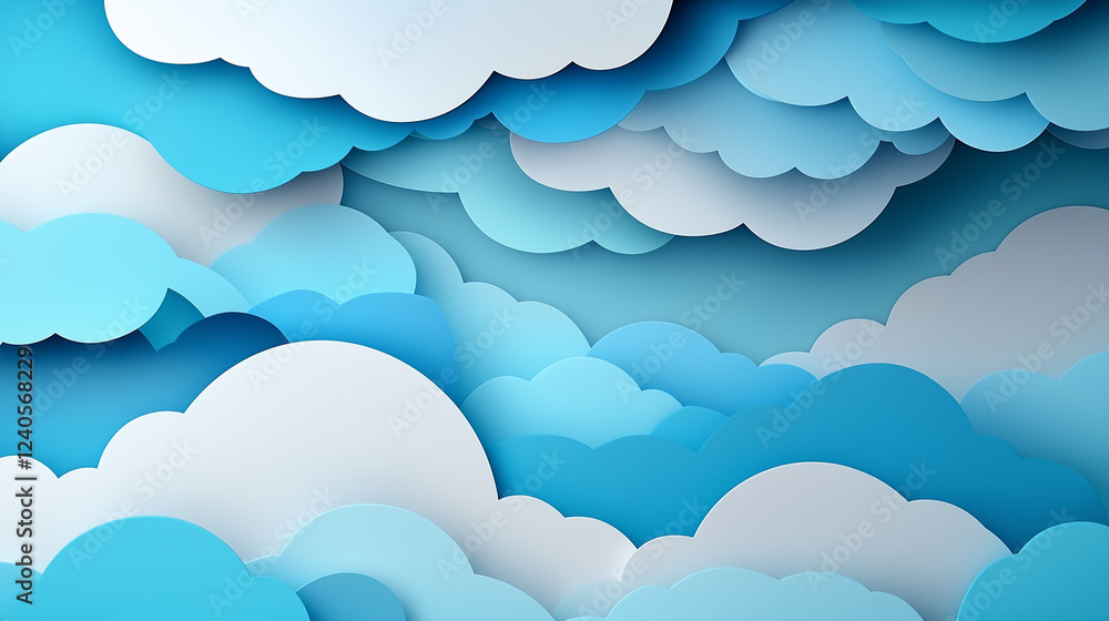 Cloud-Like Paper Background. Soft, rounded layers resembling fluffy clouds. Paper cut out effect Cloud-Like Paper Background. Soft, rounded layers resembling fluffy clouds. Paper cut out effect