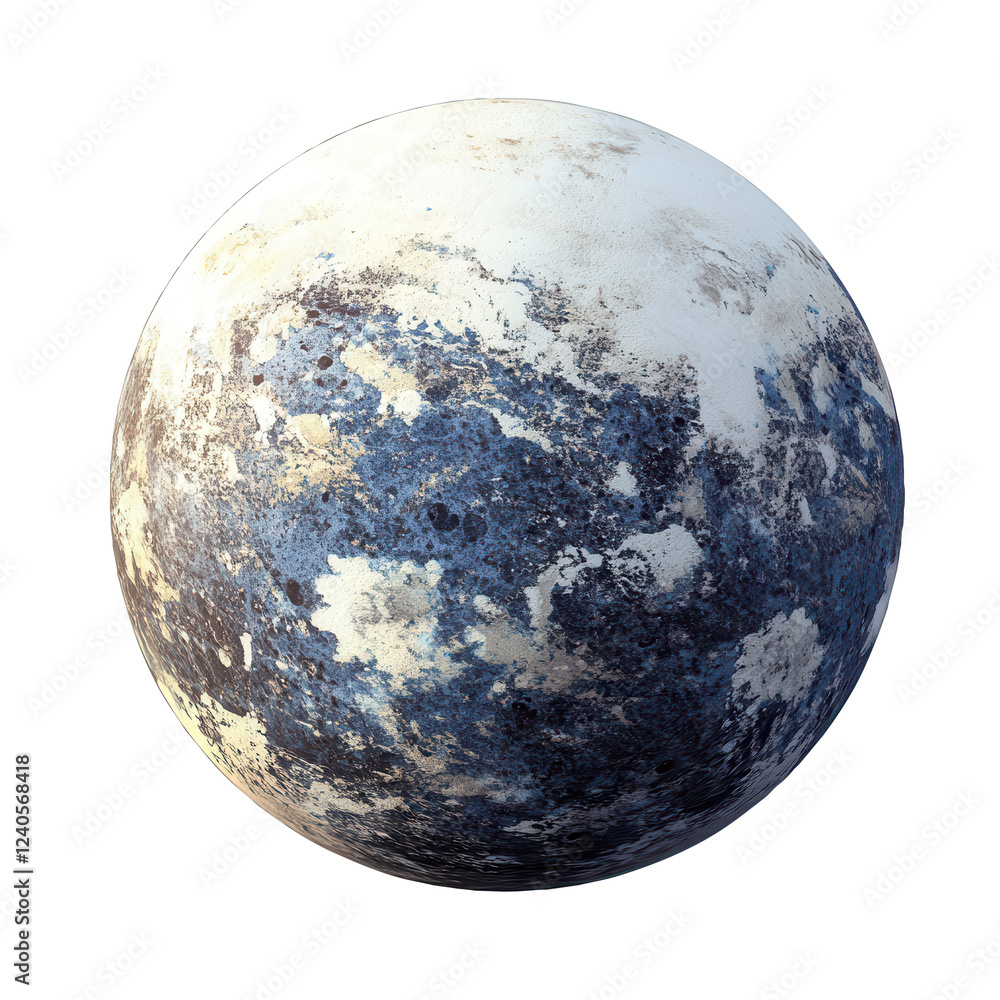 Icy planet, digital render, space, background transparent, science fiction Icy planet, digital render, space, background transparent, science fiction