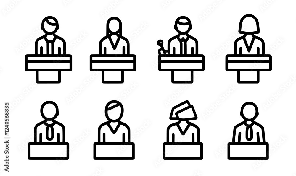 Conference symbol. Representation of public speaking and seminars. Contemporary illustration. Conference symbol. Representation of public speaking and seminars. Contemporary illustration.