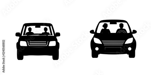 Icon for carpooling. Car sharing. Road trip. Isolated modern icon on white.