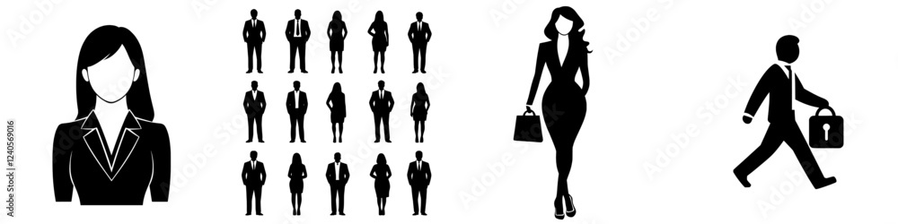 Modern illustration symbol of a woman and man in business suits. Modern illustration symbol of a woman and man in business suits.