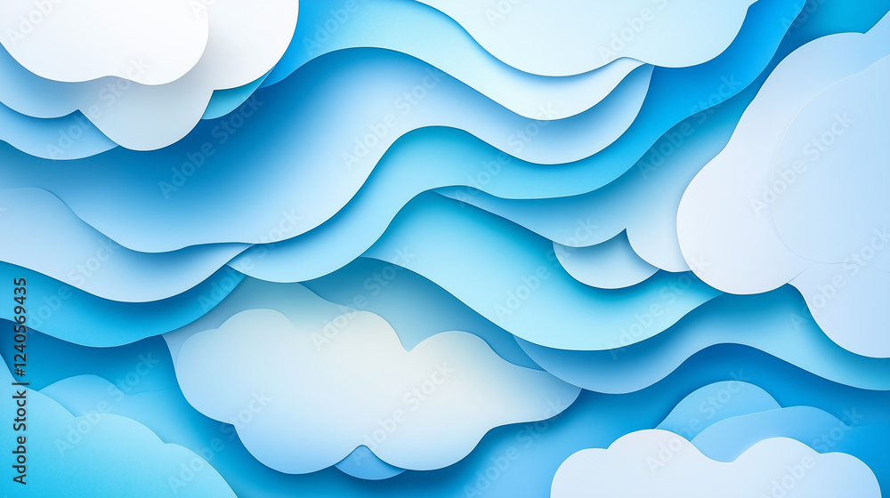 Cloud-Like Paper Background. Soft, rounded layers resembling fluffy clouds. Paper cut out effect Cloud-Like Paper Background. Soft, rounded layers resembling fluffy clouds. Paper cut out effect