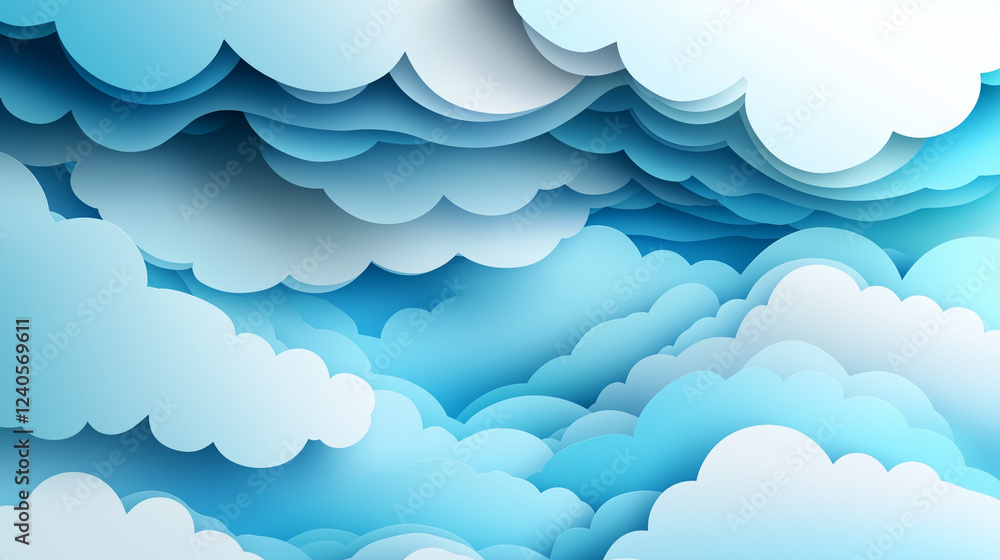 Cloud-Like Paper Background. Soft, rounded layers resembling fluffy clouds. Paper cut out effect Cloud-Like Paper Background. Soft, rounded layers resembling fluffy clouds. Paper cut out effect