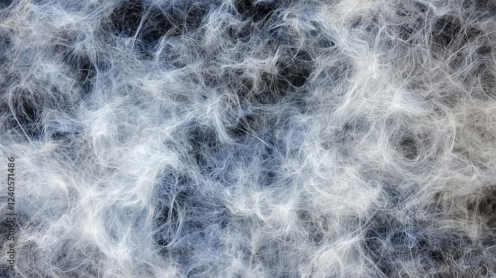 Obraz premium Abstract close-up of swirling white smoke on a dark background, creating a mysterious and dynamic visual texture ideal for artistic and creative design projects. 