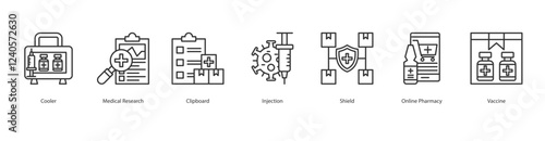 Herd Immunity Icon Sheet Cooler, Medical Research, Clipboard, Injection, Shield, Online Pharmacy, Vaccine