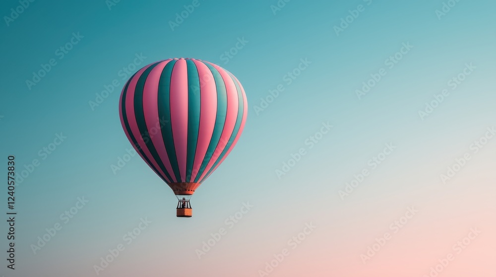 Fototapeta premium Surreal and Captivating Hot Air Balloon Festival Captured at Sunset with Vibrant Balloons Floating Peacefully in the Serene Sky