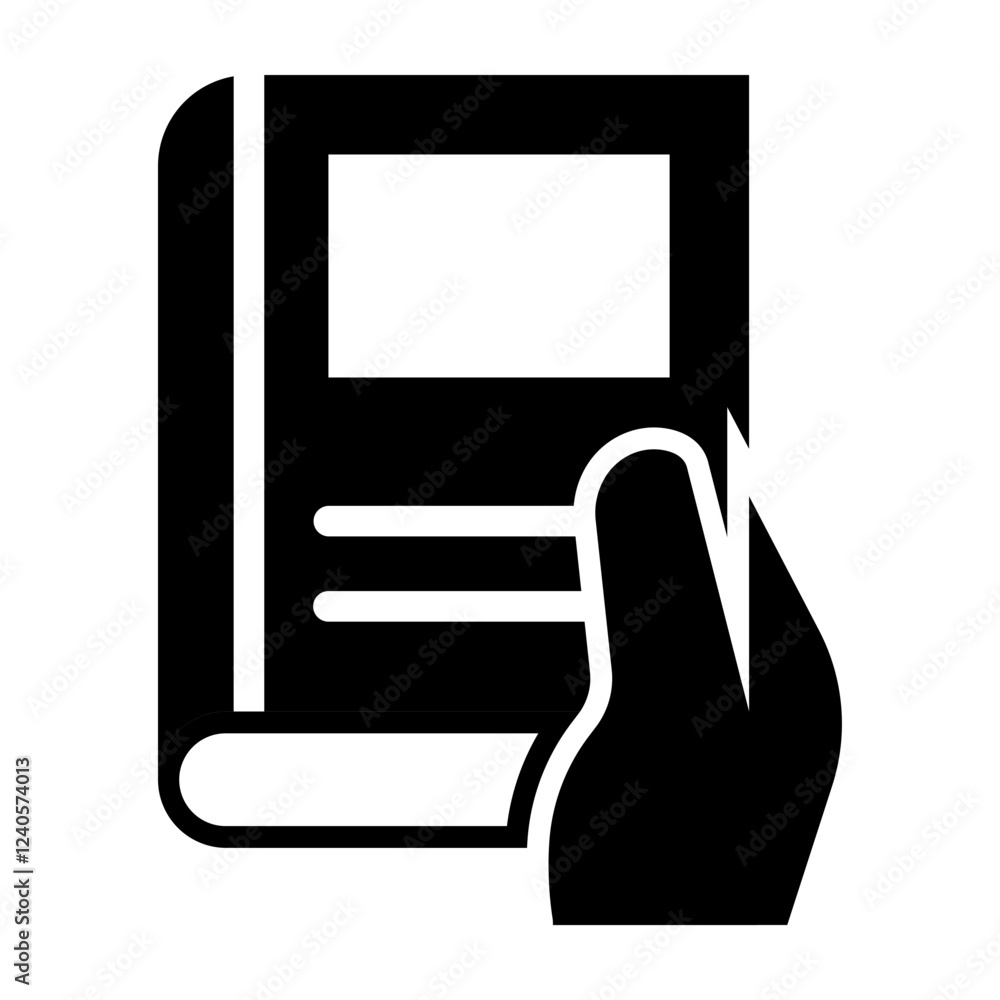 Fotografie Book Hand Over Glyph Icon Design