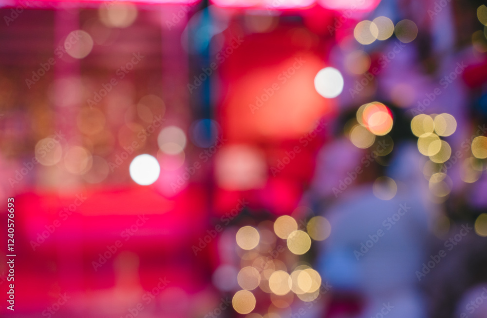 Blurred image of festive scene with glowing bokeh lights and vibrant colorful abstract background Blurred image of festive scene with glowing bokeh lights and vibrant colorful abstract background