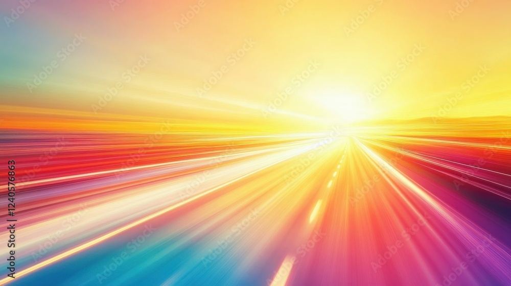 Obraz premium Vibrant abstract light streaks on a road symbolizing speed and energy