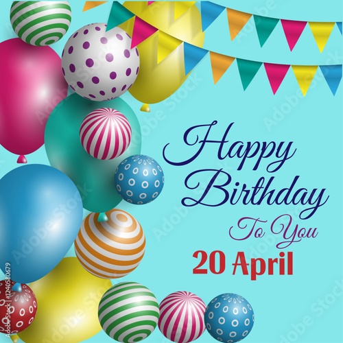 HBD 20 April vector banner photo