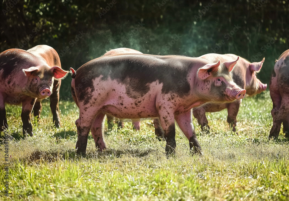 Domestic Pigs in Pasture