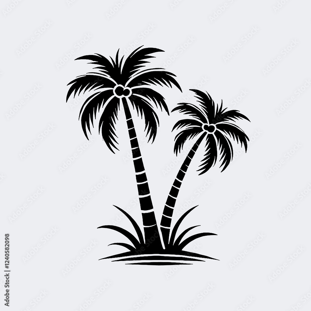 Obraz premium art, illustration, vector, image, wallpaper, art image palm tree, palm trees vector black and white