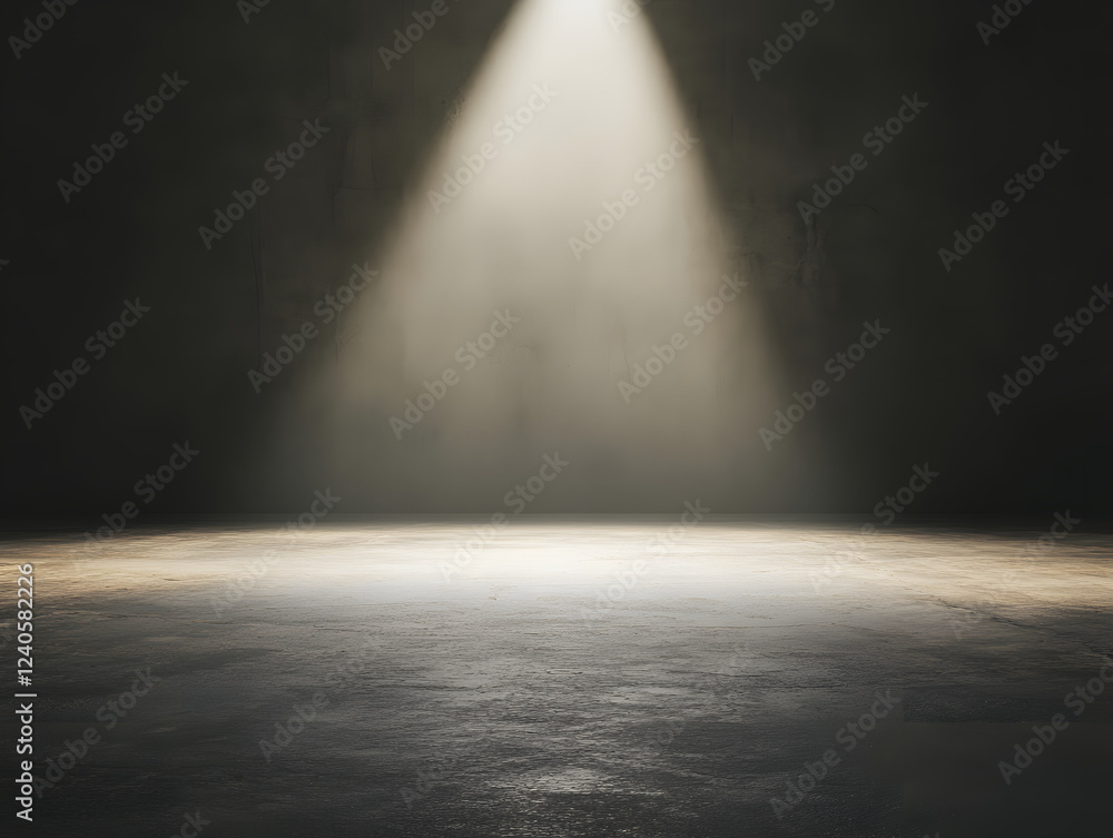 realistic photo of studio space with concrete floor and dramatic lighting. spotlight creates moody atmosphere, perfect for creative projects or performances realistic photo of studio space with concrete floor and dramatic lighting. spotlight creates moody atmosphere, perfect for creative projects or performances