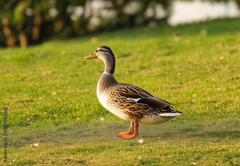 Fototapeta premium Female Mallard Duck on Grass