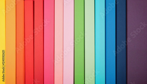 Colorful vertical cardstock arrangement, creativity and design inspiration