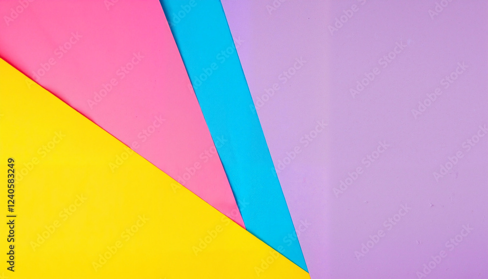 Bold color contrasts of paper shapes on pastel background, artistic expression Bold color contrasts of paper shapes on pastel background, artistic expression
