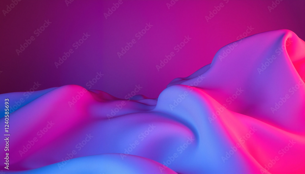 Obraz premium Vibrant neon fabric flowing in soft waves, visual energy