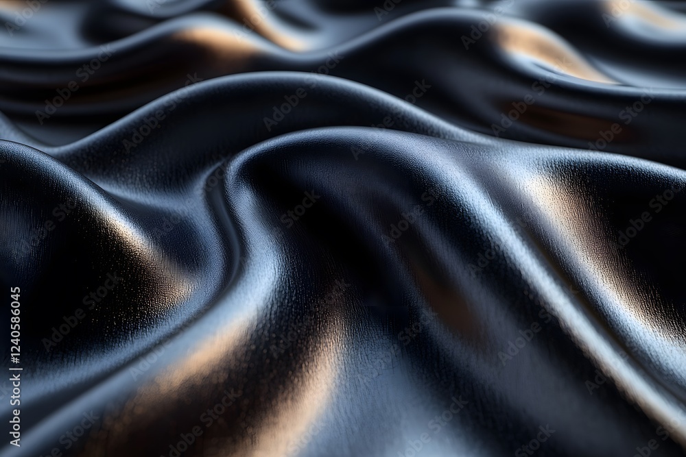 Fototapeta premium Abstract Waves in Luxurious Black Leather Texture for Modern Design