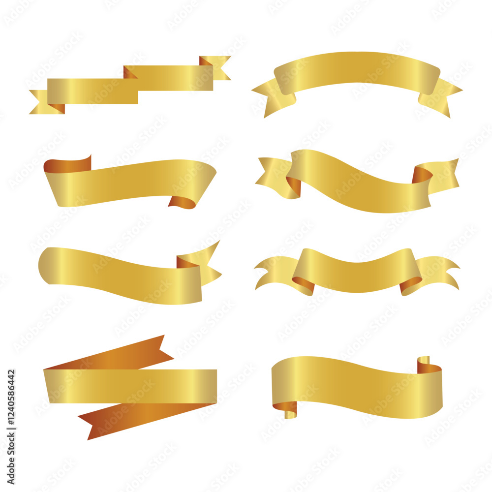 Gold Ribbon Banner Vector Illustration Gold Ribbon Banner Vector Illustration