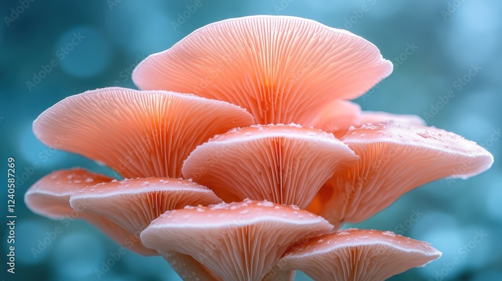 Pink mushrooms forest bokeh nature background design Pink mushrooms forest bokeh nature background design