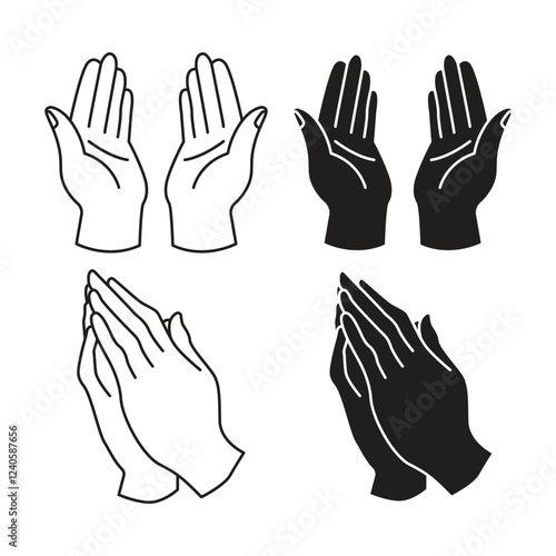 Hands in Prayer Vector Illustration