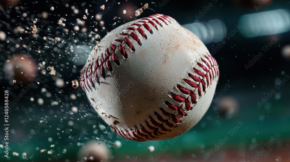Pitcher Mid Throw with Baseball Seam in Action on the Field Dynamic Motion of a Competitive Baseball Game Played at a Professional Sports Stadium Pitcher Mid Throw with Baseball Seam in Action on the Field Dynamic Motion of a Competitive Baseball Game Played at a Professional Sports Stadium