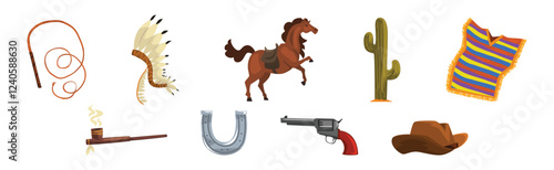 Wild West Authentic Object and Symbol Vector Set