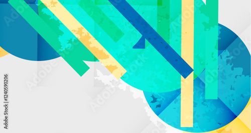 Squares, circles and triangles and grainy noisy texture. Vector Illustration For Wallpaper, Banner, Background, Card, Book Illustration, landing page